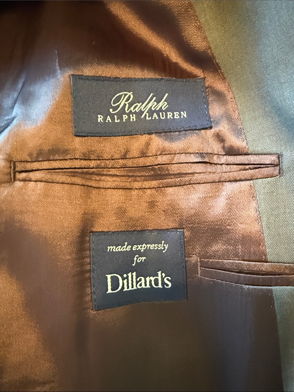 Ralph Lauren Brown Satin-Lined Jacket Interior